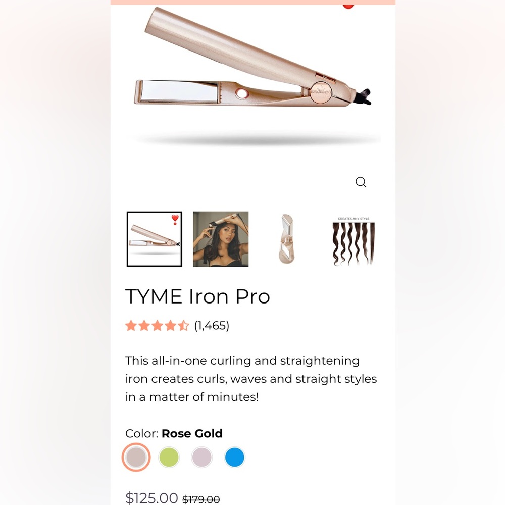 TYME Iron Pro in rose gold. BRAND NEW